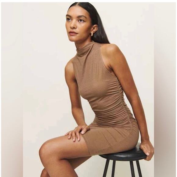 Reformation Jana Knit Mini Dress Nutty Brown - Size XS - Picture 1 of 7